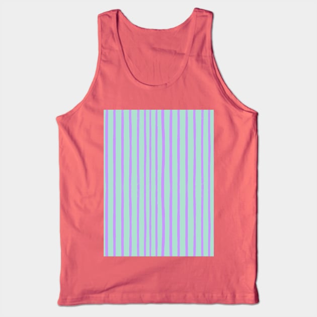 Purple and Mint Green Brush Stroke Stripes Tank Top by OneThreeSix